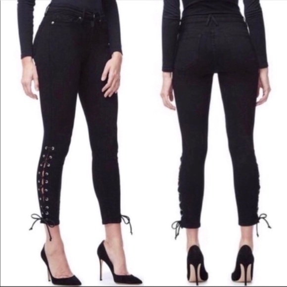 Good American Good Legs Lace Up Skinny High Rise Jeans 2/26 NWT - Picture 2 of 16